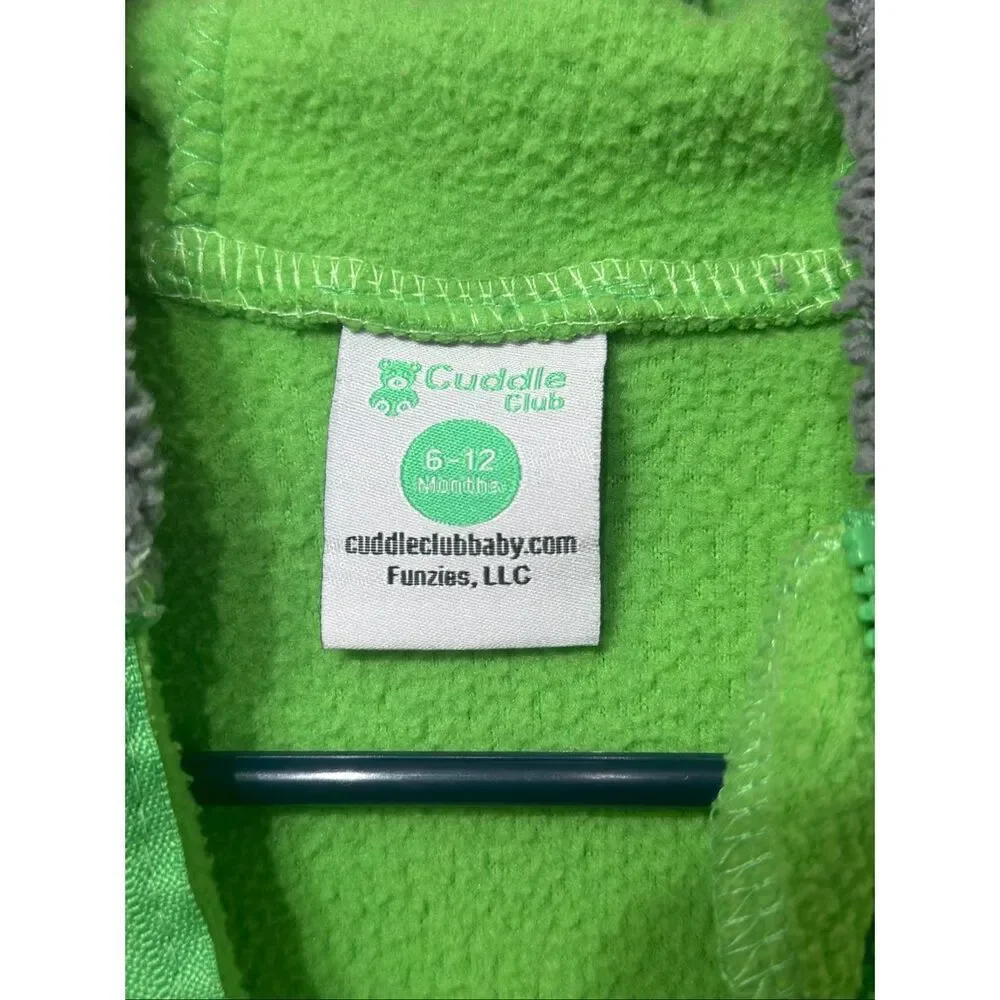 Cuddle Club Bear Fleece Bunting One Piece Footsie Baby 6-12 Months